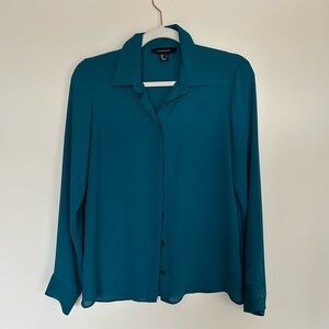 atmosphere button down shirt - blue, size 4 US